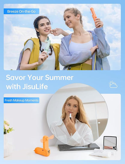 JISULIFE Handheld Mini Fan, 3 IN 1 USB Rechargeable Portable Fan
