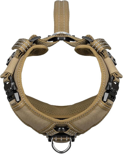 ICEFANG Dog Halter Harness with Metal Buckles,Dog Strap Vest for Small Dogs | Control Handle,Summer-Cooling,Reflective,Front Hook,Adjustable,Soft Padded,No Pull,Brown,Small