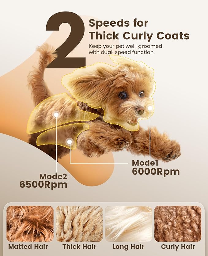 oneisall Dog Grooming Clippers for Thick Heavy Coats, Low Noise Cordless Dog