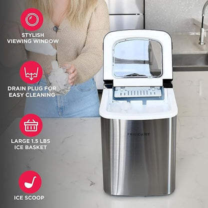 Frigidaire Compact Countertop Ice Maker, Makes 26 Lbs. of Bullet Shaped Ice