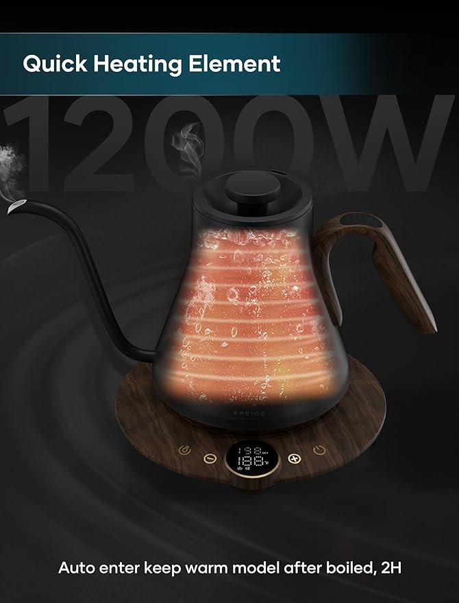 Gooseneck Electric Kettle with ±1℉ Temperature Control