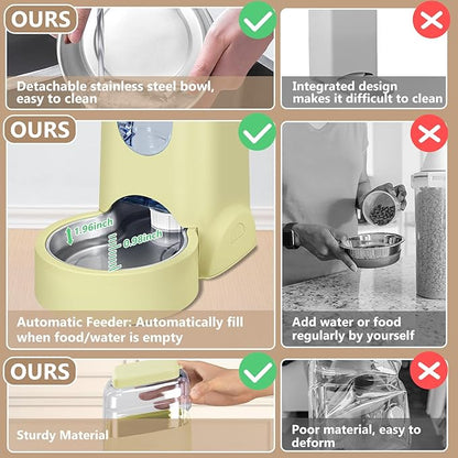 HWONMTE Portable Automatic Cat Feeder and Water Dispenser