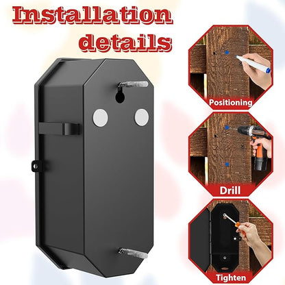 Dog Poop Bag Dispenser Wall Mount with 2Pcs Holders and 8 Rolls of Waste Bag, Metal, Corrosion-resistant, Combination Lock, Dark Gray, Suitable for Outdoor, Indoor, Raising Dogs