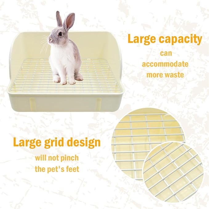 12Pcs Rabbit Litter Box for Cage, Bunny Potty Trainer Corner Guinea Pig Plastic Square Grate Toilet Pet Bedding Litter Box for Small Animal Ferret Hamster Hedgehog (White)