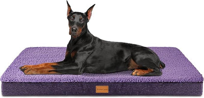 Patas Lague Orthopedic Large Dog Bed Washable Pet Sofa Mat 56''X40''Purple | Egg-Crate Foam Dog Couch For Large Sized Dogs, Waterproof Removable Cover, Soft Pet Crate Bed With Nonskid Bottom