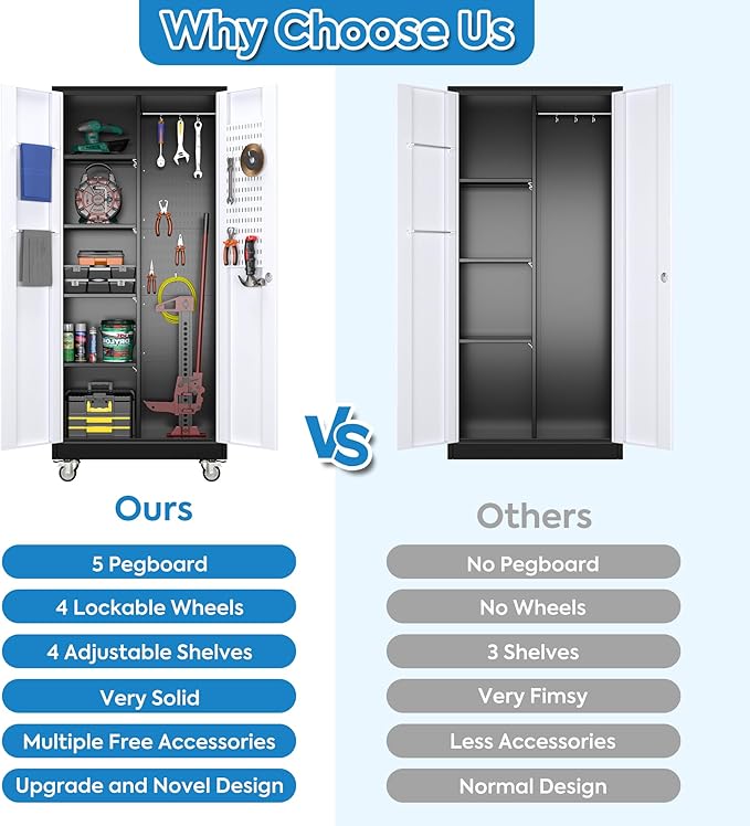 SUXXAN Broom Closet Storage Cabinet, Metal Cabinets