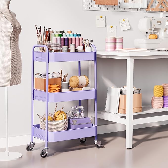 TOOLF 3-Tier Metal Rolling Cart