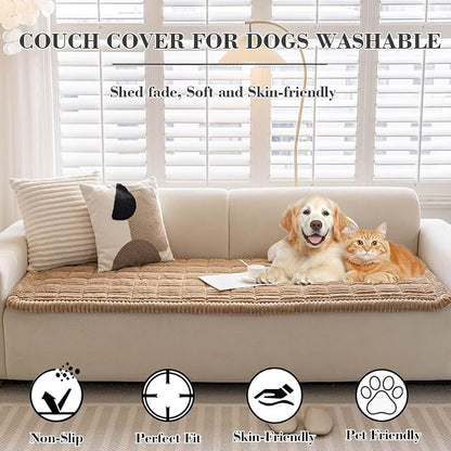 Couch Cover for Dogs Washable, Non-Slip Pet Couch Covers for Sofa, Fuzzy Dog Couch Cover Blanket for Furniture Protector (Z-Camel, 27.6" x 59"/70 x 150cm)