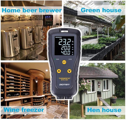 Digital Temperature Controller Simple Stage Thermostat Outlet Heating & Cooling