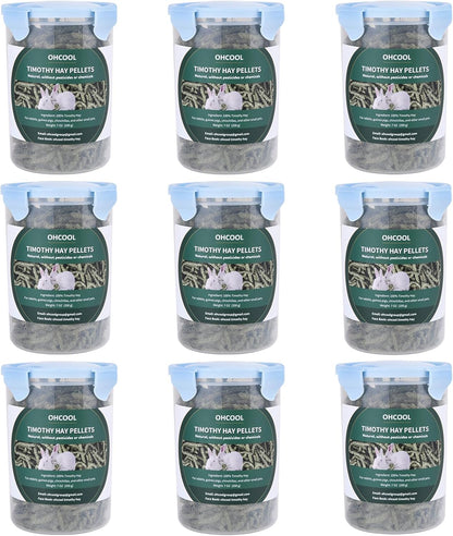 Timothy Hay Pellets 63oz (9 * 7 oz) - 100% Timothy Premium Nutrition Pellet for Tortoise, Rabbits 63 oz
