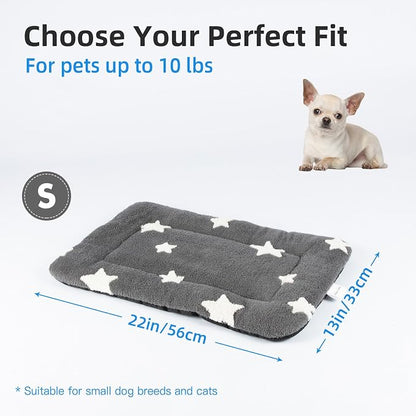 Mora Pets Cat Bed for Indoor Cats Washable Dog Crate Pad Cute Star Dog Bed Mat for Small Dogs Pet Kennel Pad for Cage Soft Flat Puppy Kitten for Sleeping Anti-Slip Grey 22 x 13 inch 2 Pack