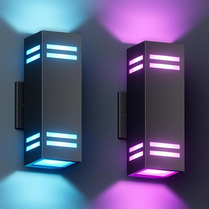 KIZON Modern Smart Porch Lights RGBCW, Dusk to Dawn Outdoor Lights Color