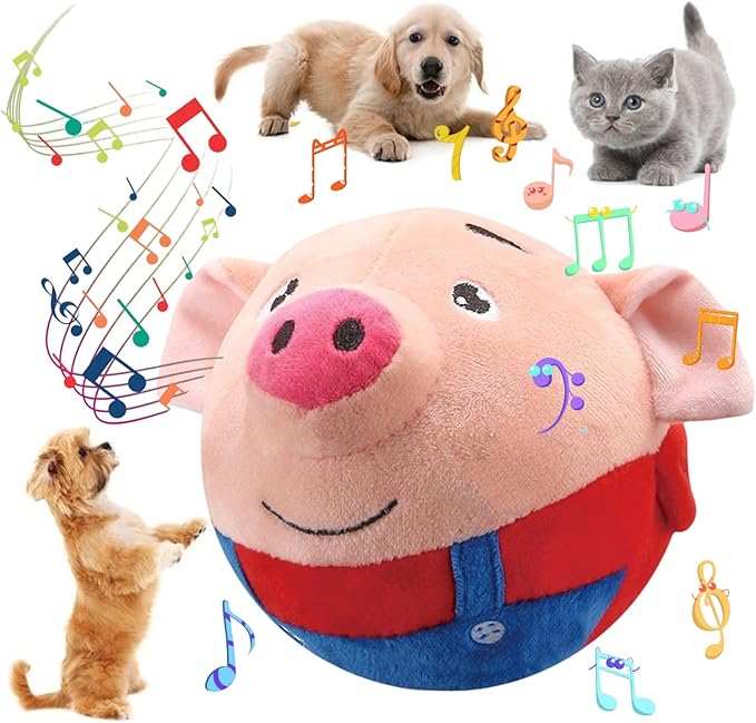 Interactive Dog Toys,Jumping Squeaky Dog Toys with Recording and Music Modes,Activated Dog Toy Moving Dog Toy for Small/Medium/Large Dogs to Keep Them Busy(Red Pig)