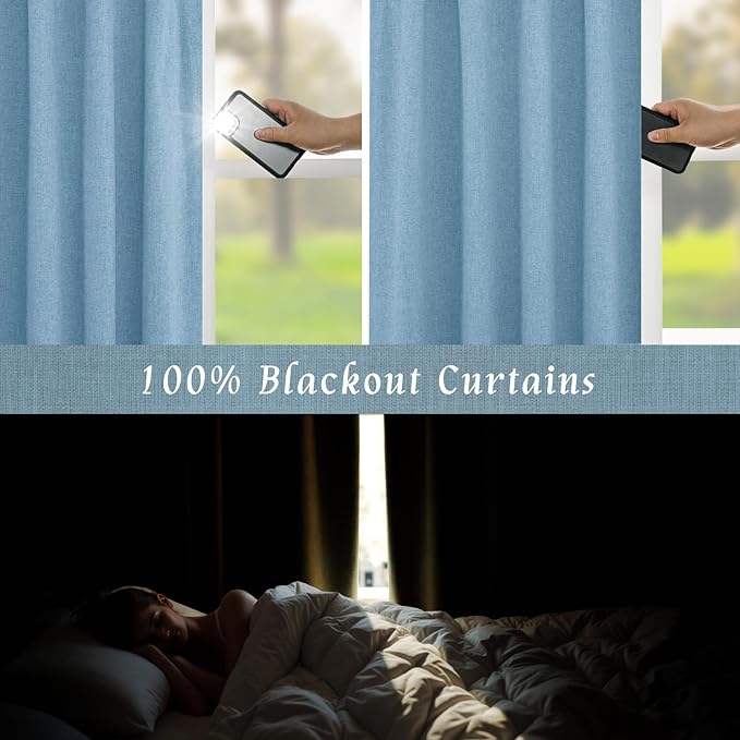 LAMIT Linen Full Blackout Window Curtains