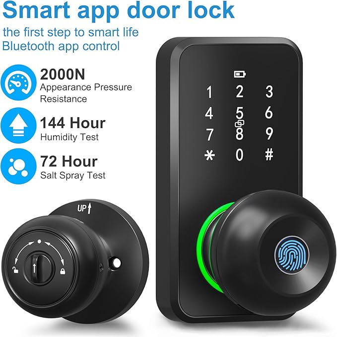 Smart Door Lock with Knob, LinkThai Keyless Entry Fingerprint Lock with