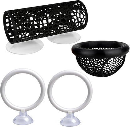 Betta Fish Toys, 4 Piece Aquarium Decor Set, Fish Tank Accessories for Stimulation and Rest