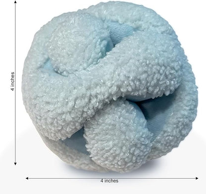 Glory To Dog Blue Snuffle Knot Interactive Dog Toy 4” Puzzle Ball with 8 Squeakers & Crinkle – Treat Hiding Enrichment Toy for Puppy & Small Breed Dogs – Durable Plush Sensory Play & Stimulation