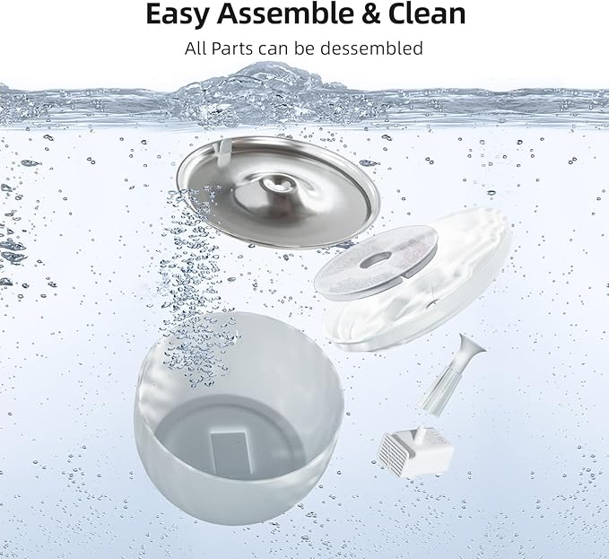 Cat Water Fountain: Silent cat Fountains for Drinking with Ultra-Quiet Pump, 101.4oz/3L Automatic Pet Fountain with 2 Filters, Easy Clean Water Fountains for Cats Indoor, White