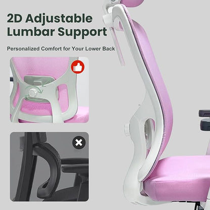ZYFFHYLAI Ergonomic Office Chair - 350LB Mesh Office Chair with Adjustable Lumbar, High Back Computer Desk Chair with 3D Armrests, Comfy Chair with 2D Headrest & Tilt Function for Study, Work, Gaming