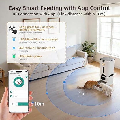 TYM Automatic Cat Feeder, 7L Timed Dry Food Dispenser, APP Control Auto Feeder