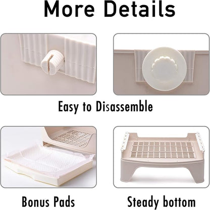 CalPalmy Large Rabbit Litter Box with 10PCS Bonus Pads, Bunny Corner Toilet Box with Drawer and Bigger Pet Pan for Adult Guinea Pigs, Chinchilla, Ferret, Galesaur, Small Animals