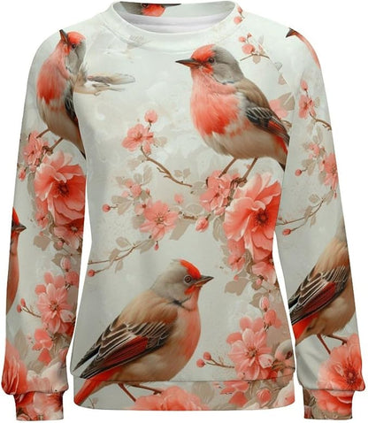 Womens Long Sleeve Tops Y2k Japanese Art Print Sweatshirts Fall Pullover for Women Crewneck Vintage Shirts Boho Tops