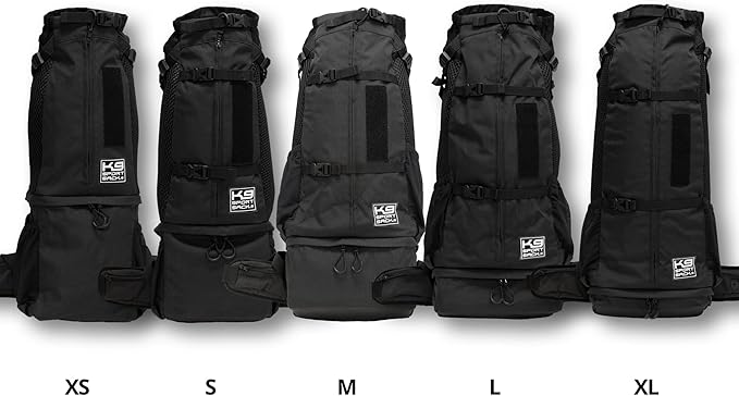 K9 Sport Sack Knavigate - X-Small, Midnight Black - Ideal for Dogs with 9-12” Back Length - Adjustable, Backpack-Style Carrier with Internal Frame & Padded Hip Belt