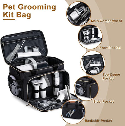 Dog Grooming Vacuum Bag, Pet Grooming Kit Bag Perfect for Dog Hair Vacuum & Grooming Tool Kit Accessories- Black