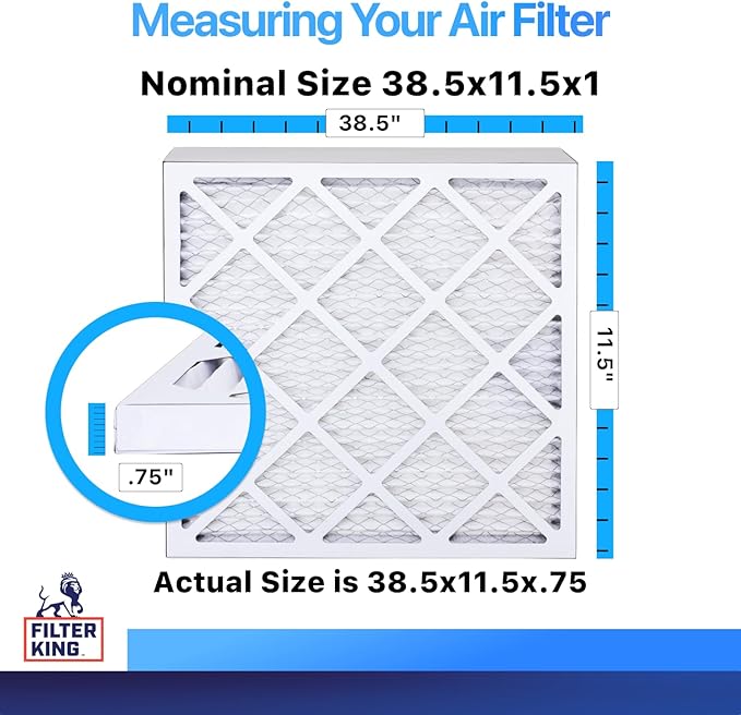 Filter King 38.5x11.5x1 Air Filter | 4-PACK | MERV 8 HVAC Pleated A/C Furnace