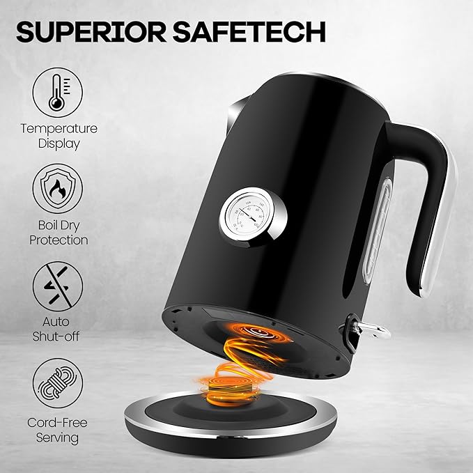 PUKOMC Electric Kettle, 1.7L Stainless Steel Tea Kettle