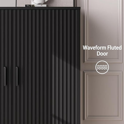 4-Tier Fluted Shoe Cabinet