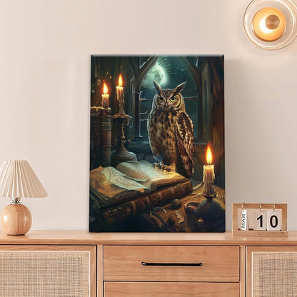 Owl Book Wall Art Vintage Canvas Wall Decor Prints Framed Painting Owls Pictures Gifts Artwork for Bathroom Living Dining Bedroom 12"x16"