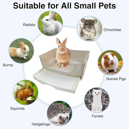 kathson Large Rabbit Litter Box Trainer, Potty Corner Toilet with Drawer Bigger Pet Pan for Adult Hamster, Guinea Pig, Ferret, Galesaur, Bunny and Other Animals (Brown)