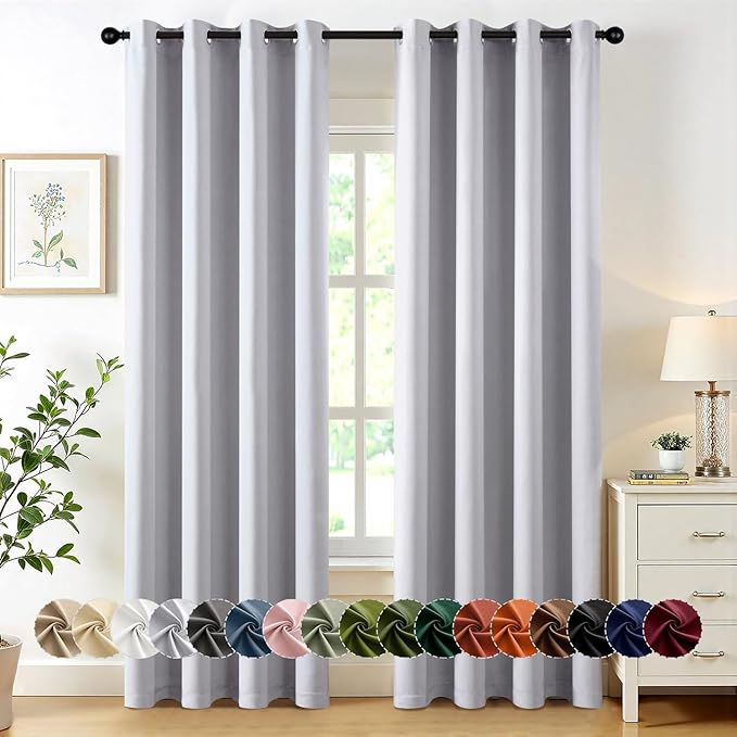 MIULEE Greyish White Blackout Curtains