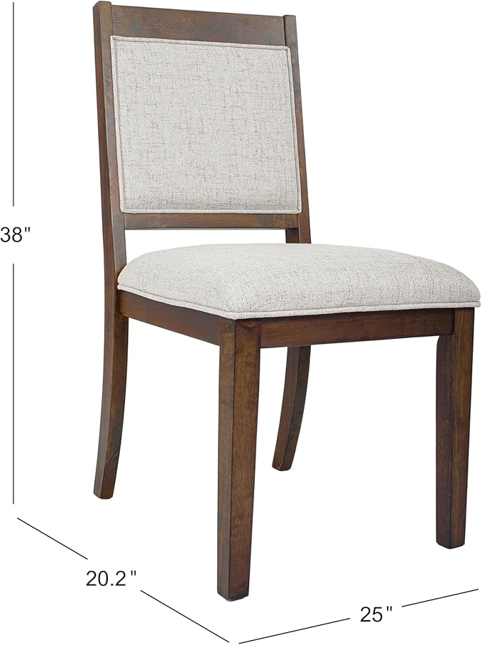 HomePop Open Back Upholstered Wood Frame Dining Chairs -Neutral Textured Solid (Set of 2)
