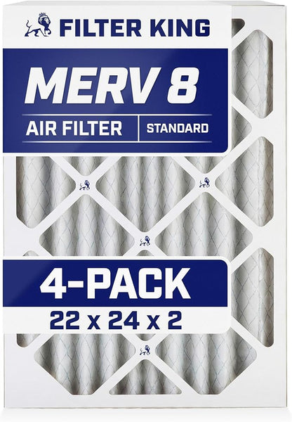 Filter King 22x24x2 Air Filter | 4-PACK | MERV 8 HVAC Pleated A/C Furnace