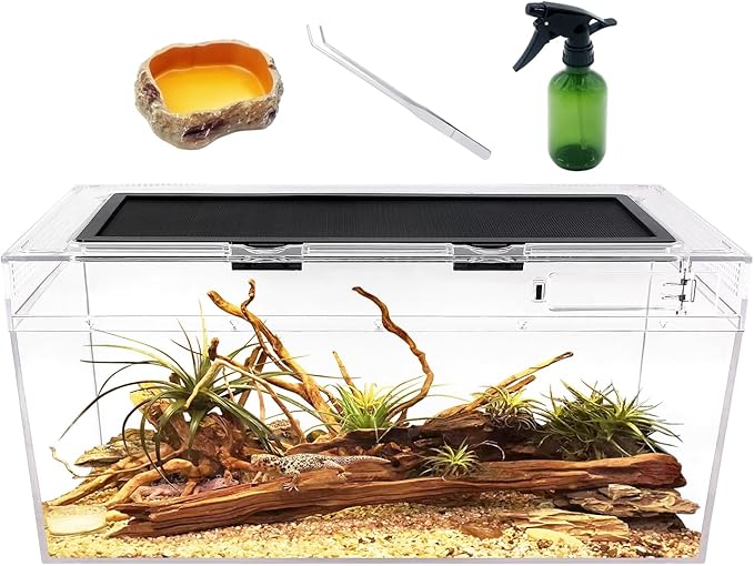 Reptile PC Terrarium Set, Reptile Tank 20" x 10"x 8",for Insect，Fish，Tarantula，Hermit Crab，Jumping Spider，Iguana，Tortoise，Leopard Gecko，Bearded Dragon