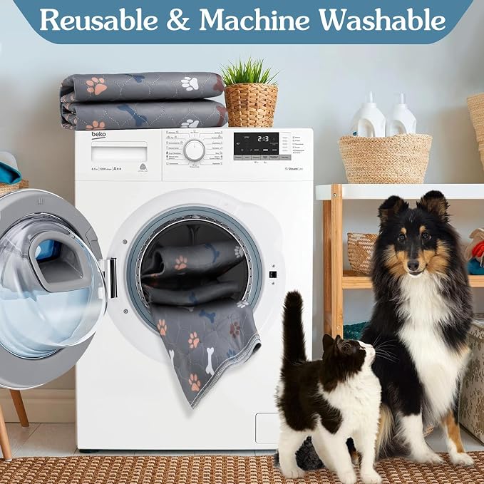 Washable Pee Pads for Dogs, 2 Pack Reusable Puppy Pads, 18"x24" | Super Absorbent, Waterproof & Leakproof, Non-Slip Bottom, Machine Washable, For Floors, Beds, Couches, Crates, Carpets, Cars