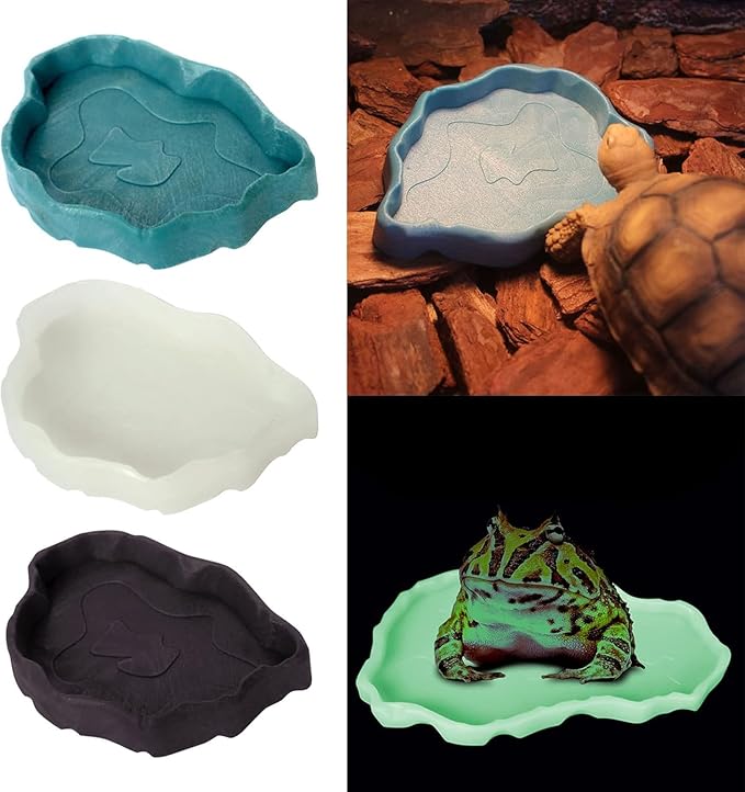 Reptile Food and Water Bowl, Plastic Feeding Plates for Turtle, Tortoise, Lizard, Chameleon, Iguana, Snake, Gecko