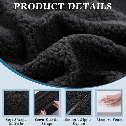 Queekay Health Large Half Moon Bolster Pillow for Legs, Knees, Lower Back and Head, Lumbar Support Pillow for Bed Sleeping Semi Roll for Ankle and Foot Comfort Washable Cover(Black)