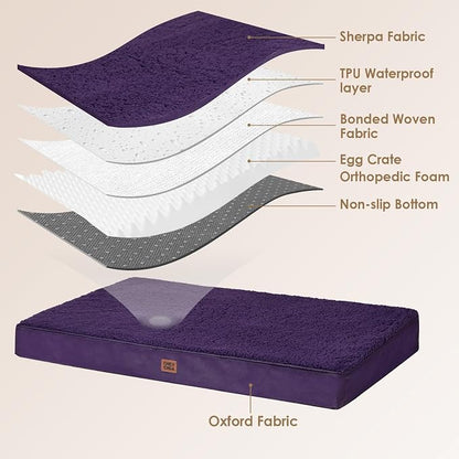 EHEYCIGA Orthopedic Dog Bed Large with Removable Washable Cover, 36x27 | Egg Crate Foam Support, Durable Oxford fabric, Non-Slip Bottom, Machine Washable, Soft Waterproof Plush Pet Bed Mat For Crate