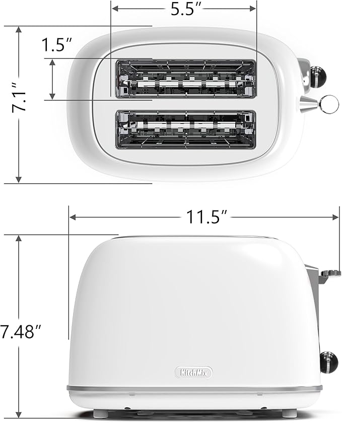 Toaster 2 slice, Retro Stainless Steel Toaster