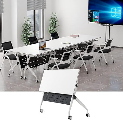 YUOXU Conference Room Table,Folding Conference Table,Flip Top Mobile Desk with Locking Silent Casters-Space Saving Rolling Table for Training Room, Office, Classroom (1, 47.24 * 23.62 * 29.53")