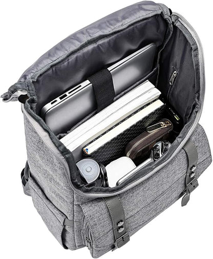 YALUNDISI Vintage Backpack Travel Laptop Backpack with usb Charging Port for Women & Men College Backpack Fits 15.6 Inch Laptop Grey