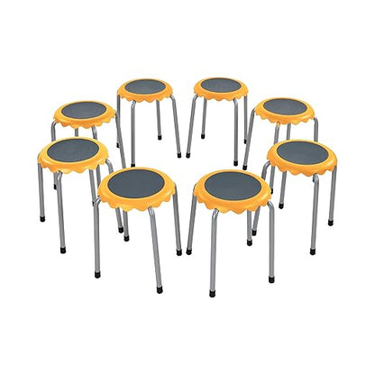 ECR4Kids Daisy Stackable Stool Set, Flexible Seating, Yellow, 8-Piece