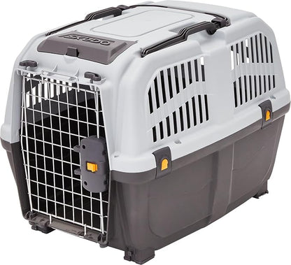 Skudo by MidWest 32-Inch Travel Carrier, Gray, Fits Pets up to 40 lbs | Hard-Sided Pet Carrier, Travel Crate with Handle, Ventilated Design, Locking Tabs, Easy Assembly