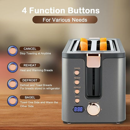 Mecity 4 Slice Toaster, Long Slot Toaster
