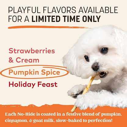 Earth Animal No Hide Stix - Long Lasting Rawhide Free Small Dog Chews Sticks, Pumpkin Spice - 20 Count Value Pack