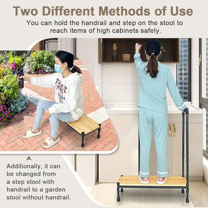 Medical Step Stool with Handle for Elderly Foot Stool Bed Steps for High Beds Adults Seniors Bedside Step Stool with Handrail Bed Stairs Bathtub Steps Platform Car Safety Handicap Step