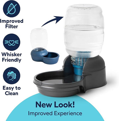 Petmate Replendish Gravity Automatic Dog Water Dispenser Pet Waterer and Pet Feeder Set with Microban Protection Base, 100% BPA Free, Wide Mouth Bowl - 1 Gallon Water, 5 lb Food